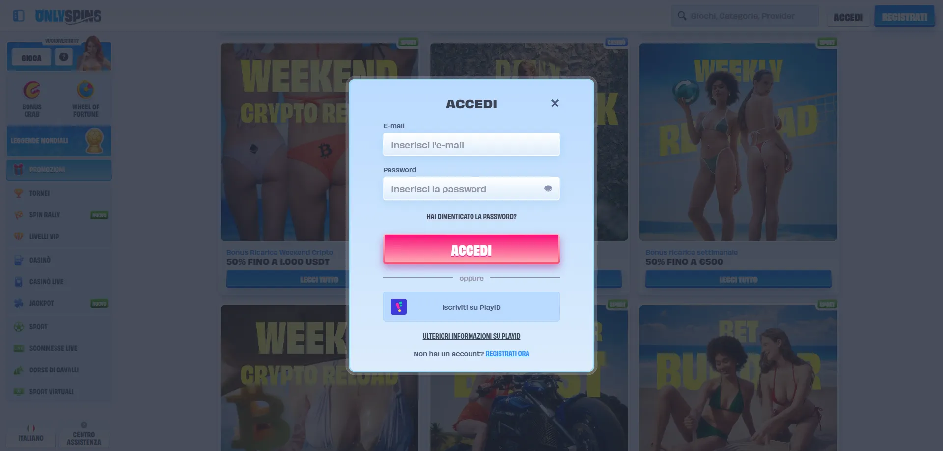 onlyspins-login1 Accedere account OnlySpins Casinò login sicuro