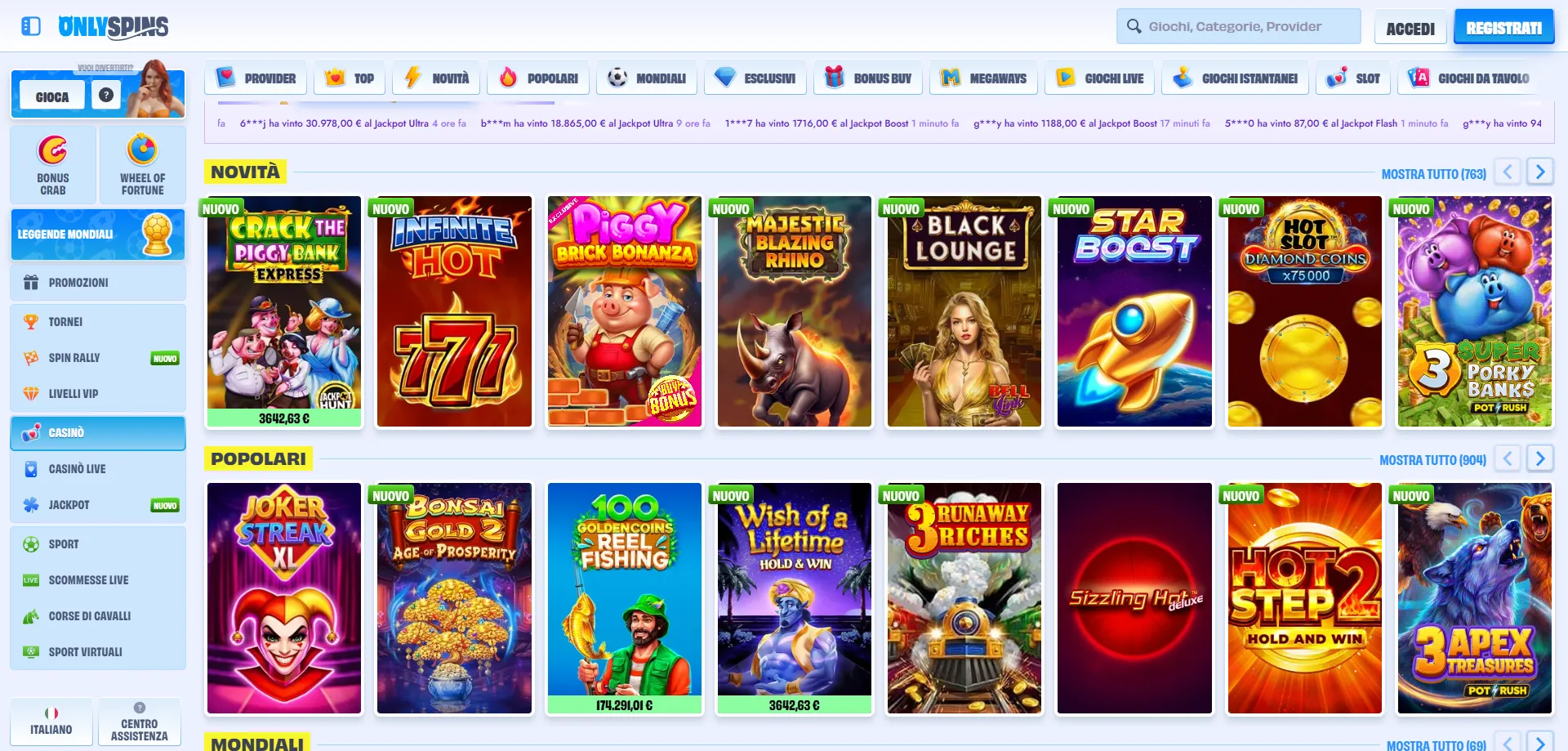 onlyspins-slots2 Slot machine OnlySpins Casinò migliori giochi disponibili 2026